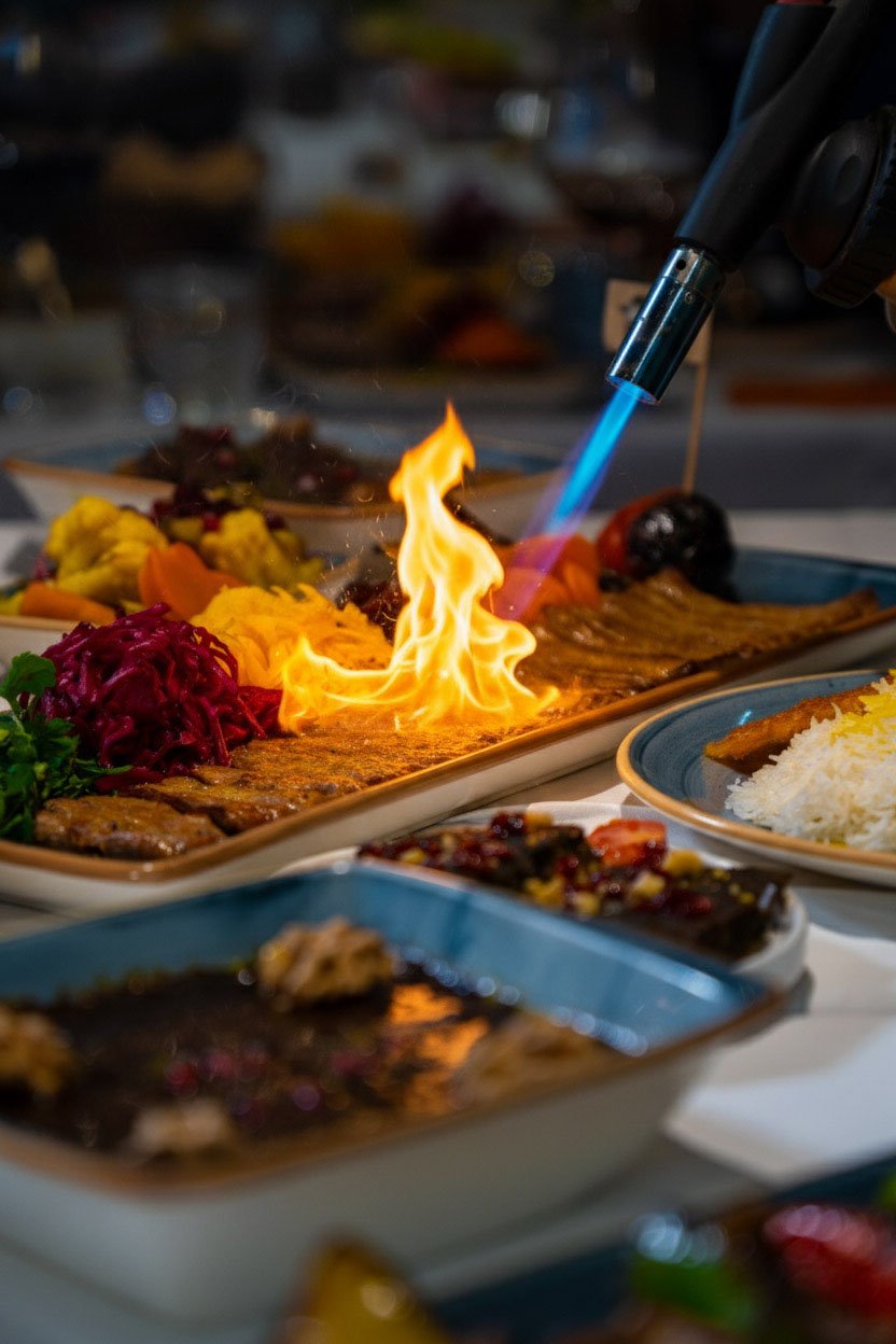 Finishing a dish at the pass