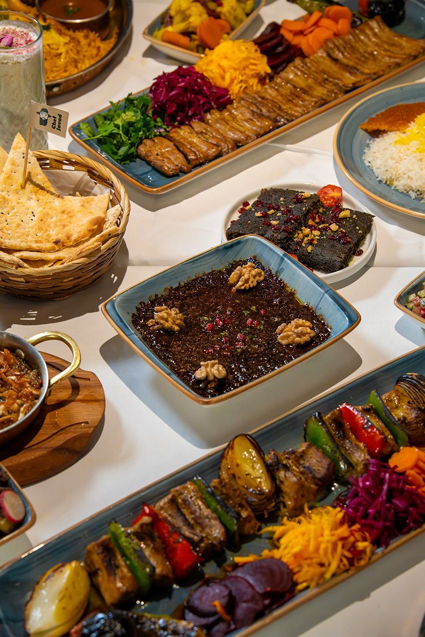 Persian starters laid out to share